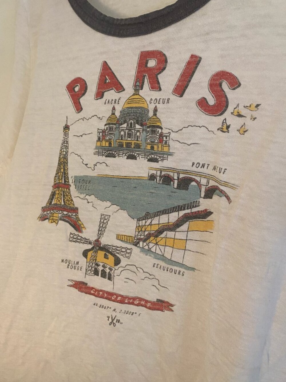 Isabel Marant Étoile Kiliann Paris Graphic Linen Ringer T-Shirt - Picture 4 of 6